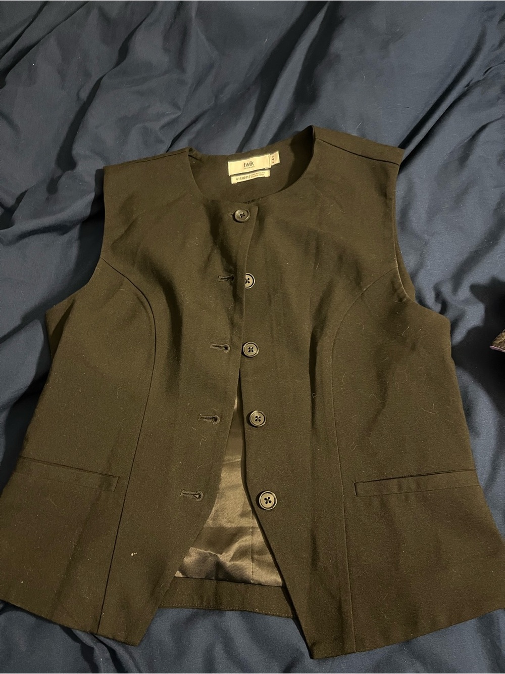 twik Black Sleeveless Button-Front Vest